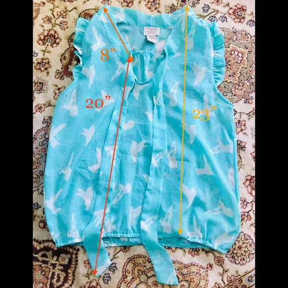 Mint Humming Bird Ruffle + Ribbon Tie Tank M - Picture 6 of 6